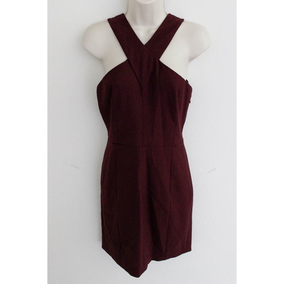 Elizabeth and James Dress Size 4 Maroon Red Halter Short Sheath Party - Picture 1 of 10